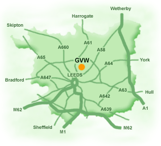 Leeds map showing the location of Gledhow Valley Woods