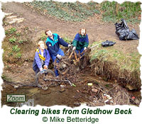 Clearing bikes from Gledhow Beck