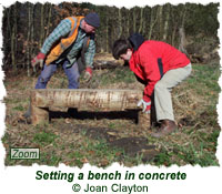 Setting a bench in concrete