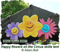 Happy flowers on the Circus skills tent