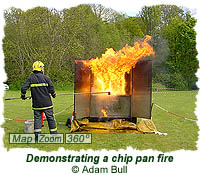 Demonstrating a chip pan fire
